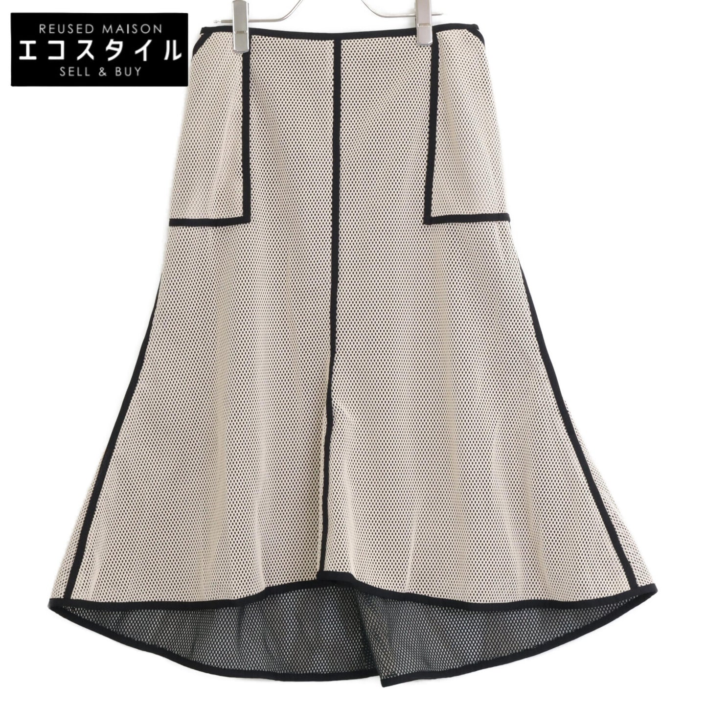 ADORE アドーア 531-2120303 ﾍﾞｰｼﾞｭ 2TONEﾒｯｼｭﾏｰﾒｲﾄﾞｽｶｰﾄ スカート 38