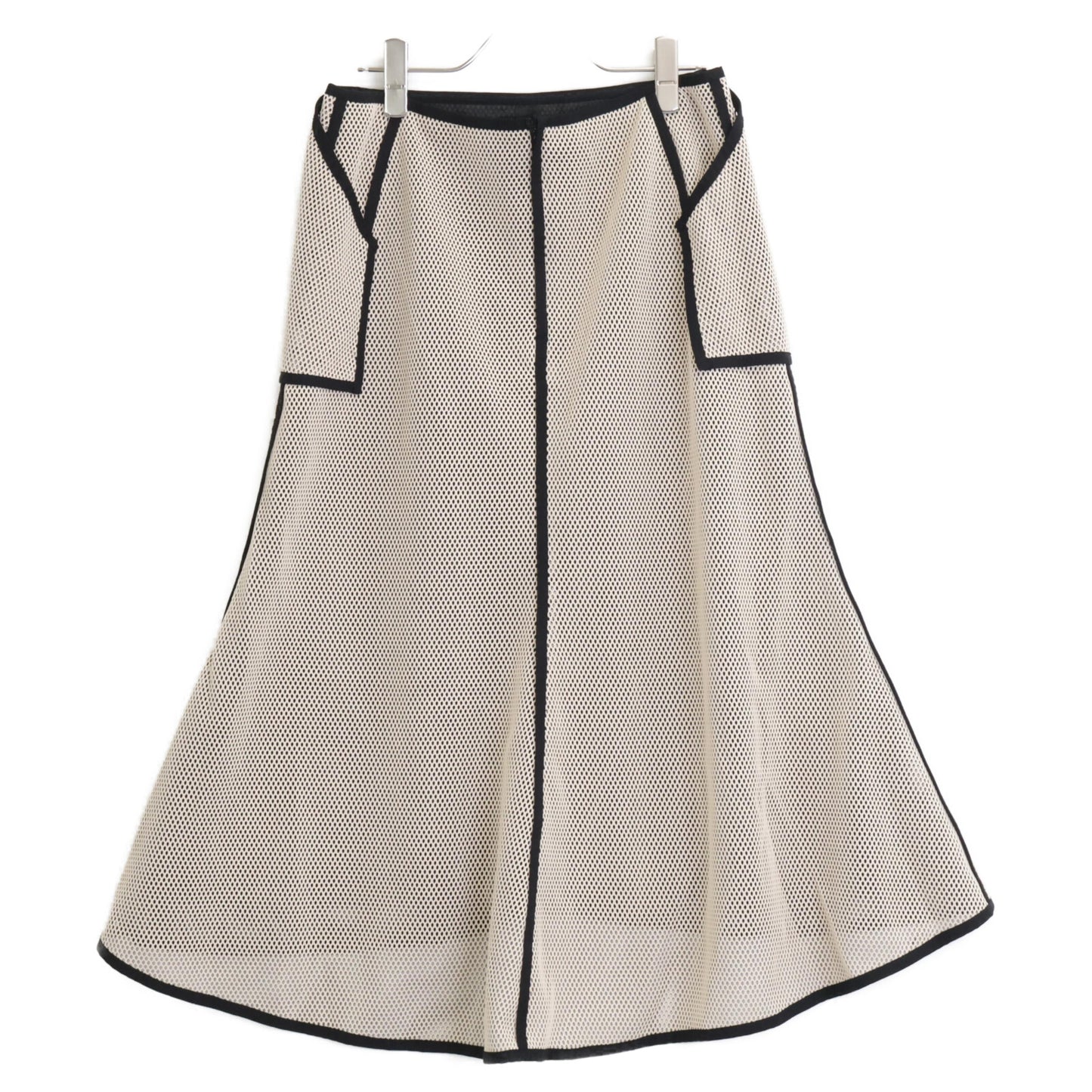 ADORE アドーア 531-2120303 ﾍﾞｰｼﾞｭ 2TONEﾒｯｼｭﾏｰﾒｲﾄﾞｽｶｰﾄ スカート 38