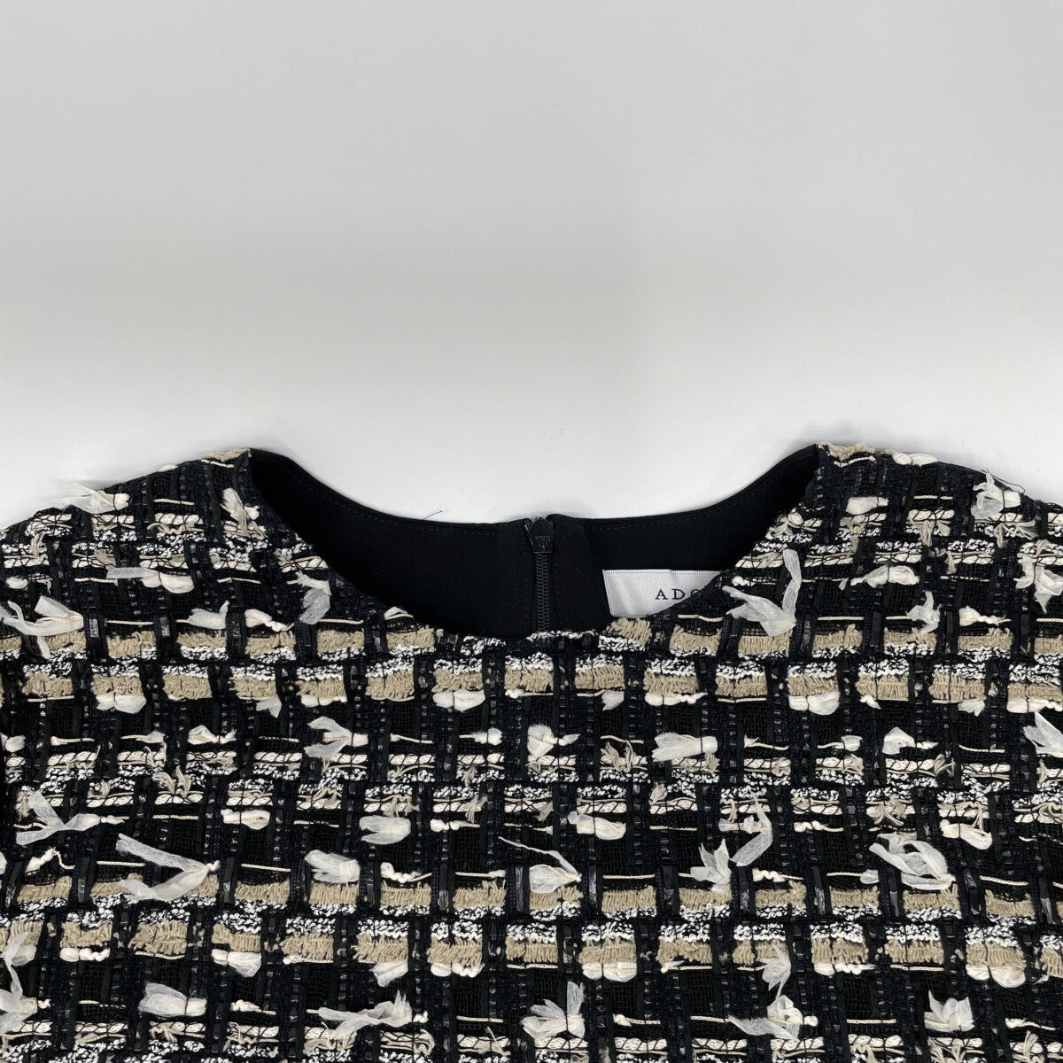 ADORE アドーア 531-2110100 ﾌﾞﾗｯｸ MALIHAﾐｯｸｽﾂｲｰﾄﾞﾌﾞﾗｳｽ トップス 38