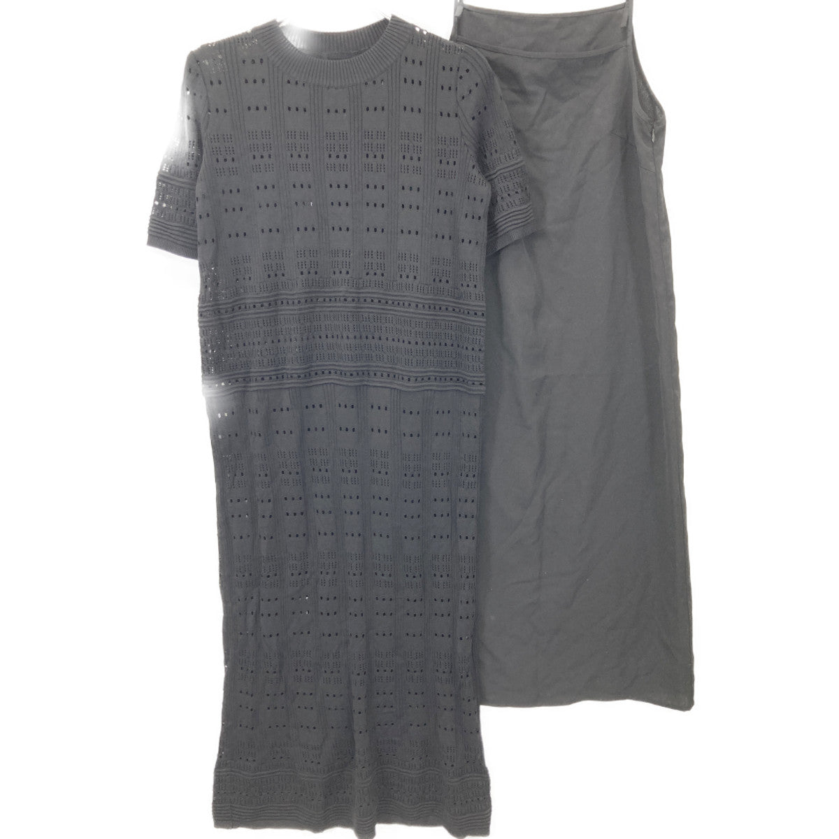 ADORE アドーア 531-0174503 ﾌﾞﾗｯｸ ﾚｰｼｰﾆｯﾄﾜﾝﾋﾟｰｽ ワンピース 38