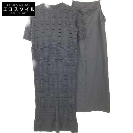 ADORE アドーア 531-0174503 ﾌﾞﾗｯｸ ﾚｰｼｰﾆｯﾄﾜﾝﾋﾟｰｽ ワンピース 38