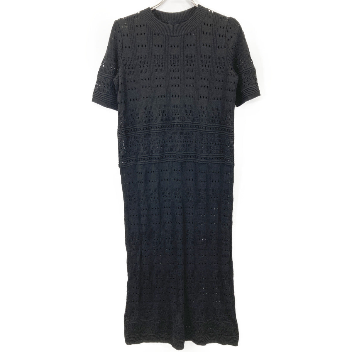 ADORE アドーア 531-0174503 ﾌﾞﾗｯｸ ﾚｰｼｰﾆｯﾄﾜﾝﾋﾟｰｽ ワンピース 38