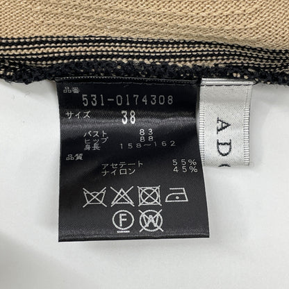 ADORE アドーア 531-0174308 ﾌﾞﾗｯｸ×ﾍﾞｰｼﾞｭ ｼﾞｬｶﾞｰﾄﾞﾌﾟﾘｰﾂﾆｯﾄﾜﾝﾋﾟｰｽ ワンピース 38