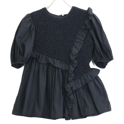 Cecilie Bahnsen セシリー バンセン ﾌﾞﾗｯｸ Carlotta Ruffled Cotton-Blend Poplin Top ﾌﾘﾙﾌﾞﾗｳｽ トップス UK6