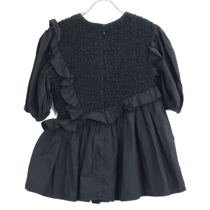 Cecilie Bahnsen セシリー バンセン ﾌﾞﾗｯｸ Carlotta Ruffled Cotton-Blend Poplin Top ﾌﾘﾙﾌﾞﾗｳｽ トップス UK6