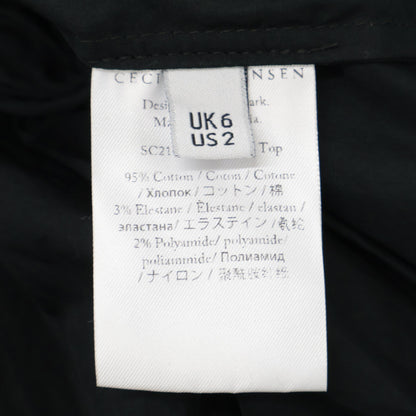 Cecilie Bahnsen セシリー バンセン ﾌﾞﾗｯｸ Carlotta Ruffled Cotton-Blend Poplin Top ﾌﾘﾙﾌﾞﾗｳｽ トップス UK6