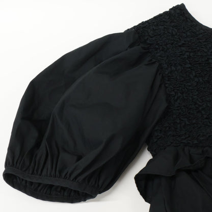 Cecilie Bahnsen セシリー バンセン ﾌﾞﾗｯｸ Carlotta Ruffled Cotton-Blend Poplin Top ﾌﾘﾙﾌﾞﾗｳｽ トップス UK6