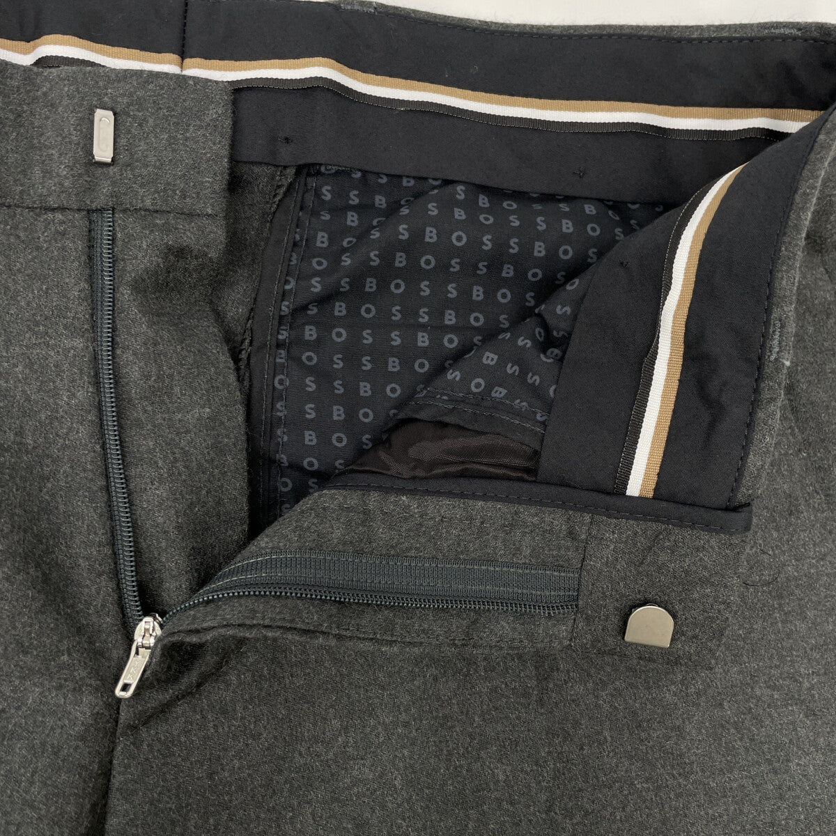 BOSS ボス ﾁｬｺｰﾙ ｳｰﾙﾎﾟﾘ ｻｲﾄﾞﾍﾞﾝﾂ 2Bｼﾞｬｹｯﾄ/ﾊﾟﾝﾂ ｽｰﾂ スーツ セットアップ 44