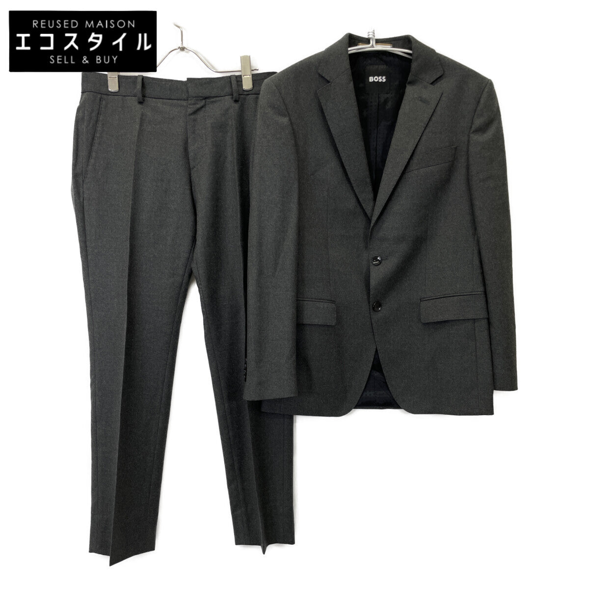 BOSS ボス ﾁｬｺｰﾙ ｳｰﾙﾎﾟﾘ ｻｲﾄﾞﾍﾞﾝﾂ 2Bｼﾞｬｹｯﾄ/ﾊﾟﾝﾂ ｽｰﾂ スーツ セットアップ 44