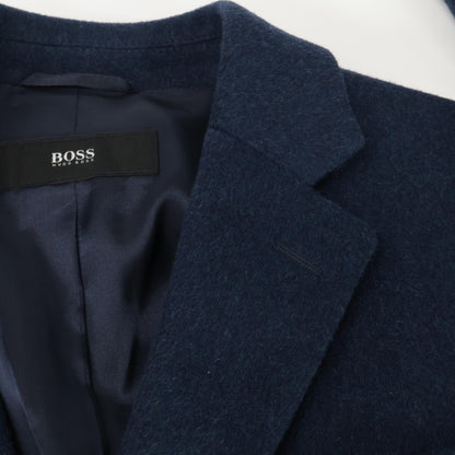 BOSS ボス ﾀﾞｰｸﾌﾞﾙｰ ｳｰﾙｶｼﾐﾔ 3Bﾁｪｽﾀｰｺｰﾄ コート 46