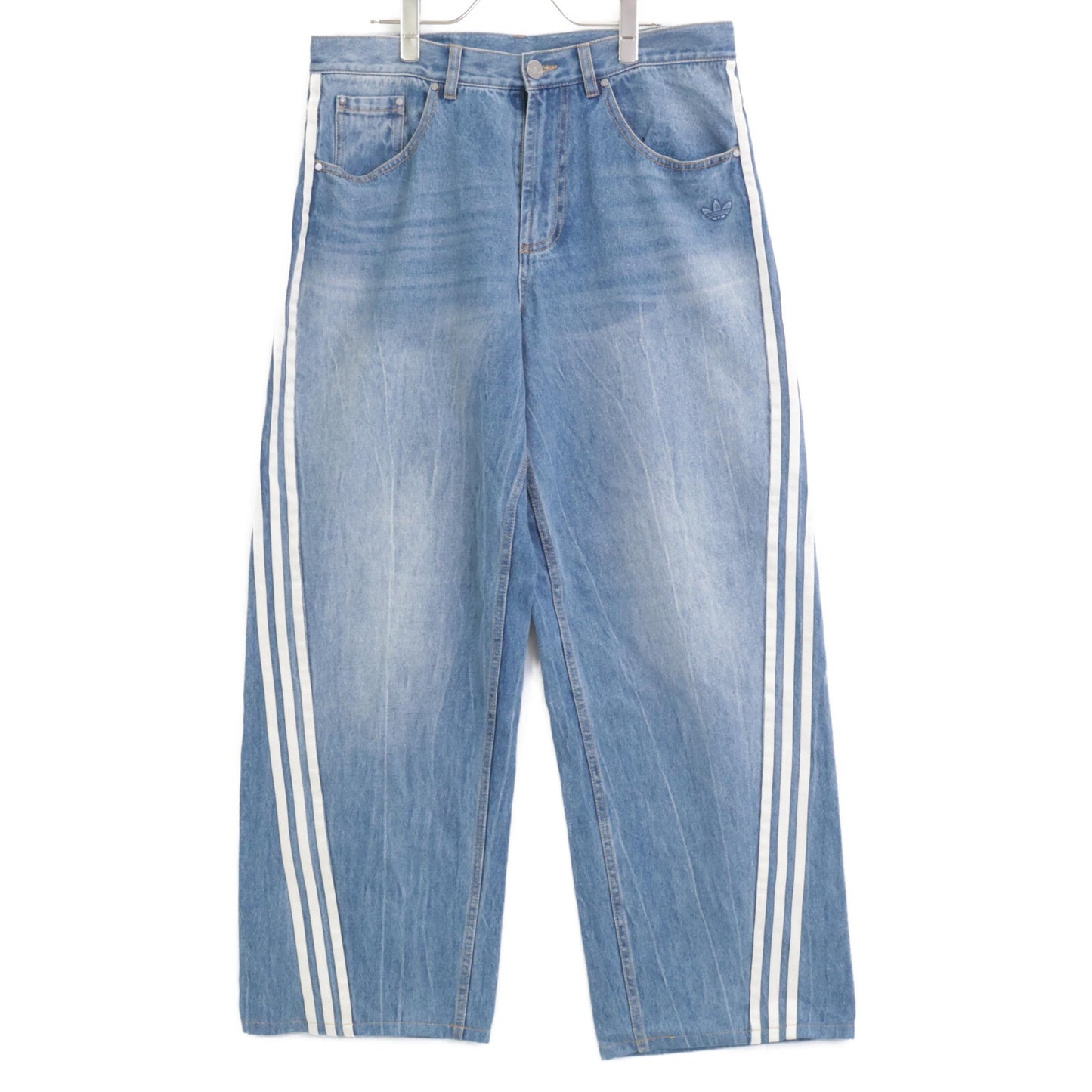 adidas アディダス 24年製 JX1606 ﾌﾞﾙｰ ﾙｰｽﾞﾌｨｯﾄﾃﾞﾆﾑﾊﾟﾝﾂ ボトムス 32