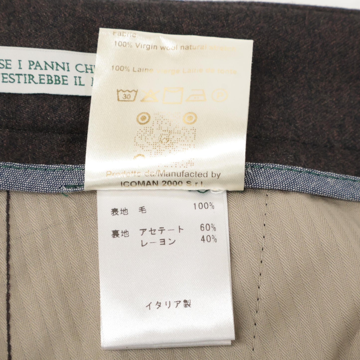 BERWICH ベルウィッチ RD5470 ﾌﾞﾗｳﾝ SCOTCH ｳｰﾙｻｷｿﾆｰ2ｲﾝﾌﾟﾘｰﾂｸﾛｯﾌﾟﾄﾞﾊﾟﾝﾂ ボトムス 46