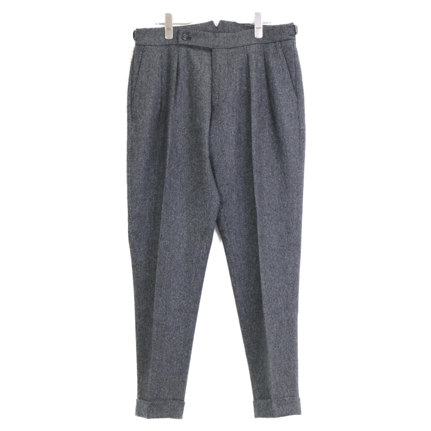 BERWICH ベルウィッチ AM1513 ｸﾞﾚｰ SCOTCH ﾂｨｰﾄﾞ ﾍﾘﾝﾎﾞｰﾝ ｽﾗｯｸｽ 2ｲﾝﾌﾟﾘｰﾂｸﾛｯﾌﾟﾄﾞﾊﾟﾝﾂ ボトムス 46