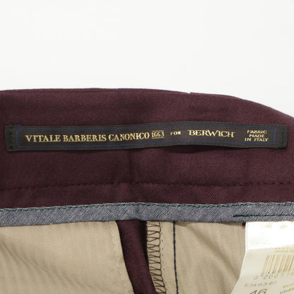 BERWICH ベルウィッチ VB8996 ﾚｯﾄﾞ SCOTCH 2ﾌﾟﾘｰﾂ ｱｼﾞｬｽﾀｰ付き ｳｰﾙ ﾊﾟﾝﾂ ボトムス 46