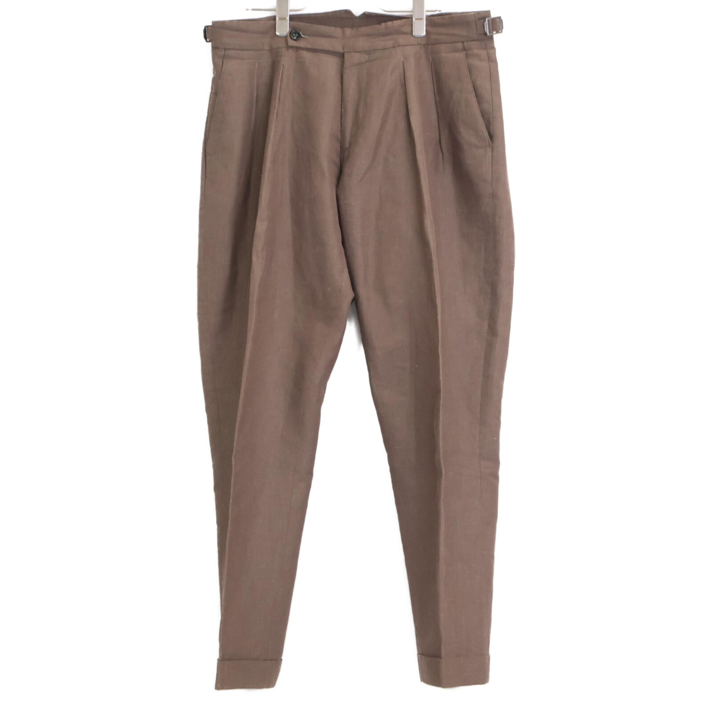 BERWICH ベルウィッチ SB1543 ﾌﾞﾗｳﾝ SCOTCH ｺｯﾄﾝﾘﾈﾝ 2ｲﾝﾌﾟﾘｰﾂｸﾛｯﾌﾟﾄﾞﾊﾟﾝﾂ ボトムス 48