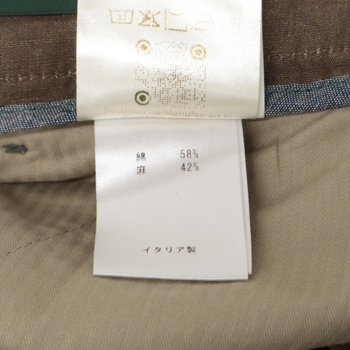 BERWICH ベルウィッチ SB1543 ﾌﾞﾗｳﾝ SCOTCH ｺｯﾄﾝﾘﾈﾝ 2ｲﾝﾌﾟﾘｰﾂｸﾛｯﾌﾟﾄﾞﾊﾟﾝﾂ ボトムス 48