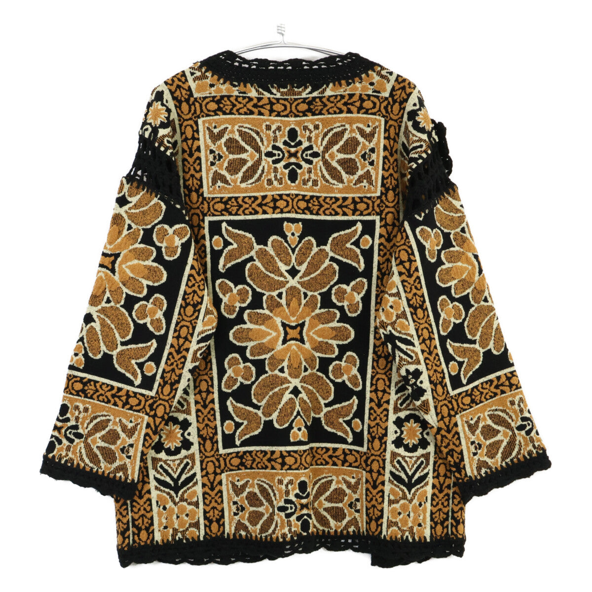 AMERI アメリヴィンテージ 0124206610310 ﾌﾞﾗｳﾝ×ﾌﾞﾗｯｸ ｳｰﾙ混 RUG PATTERN KNIT JACKET ジャケット F
