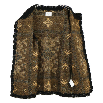 AMERI アメリヴィンテージ 0124206610310 ﾌﾞﾗｳﾝ×ﾌﾞﾗｯｸ ｳｰﾙ混 RUG PATTERN KNIT JACKET ジャケット F