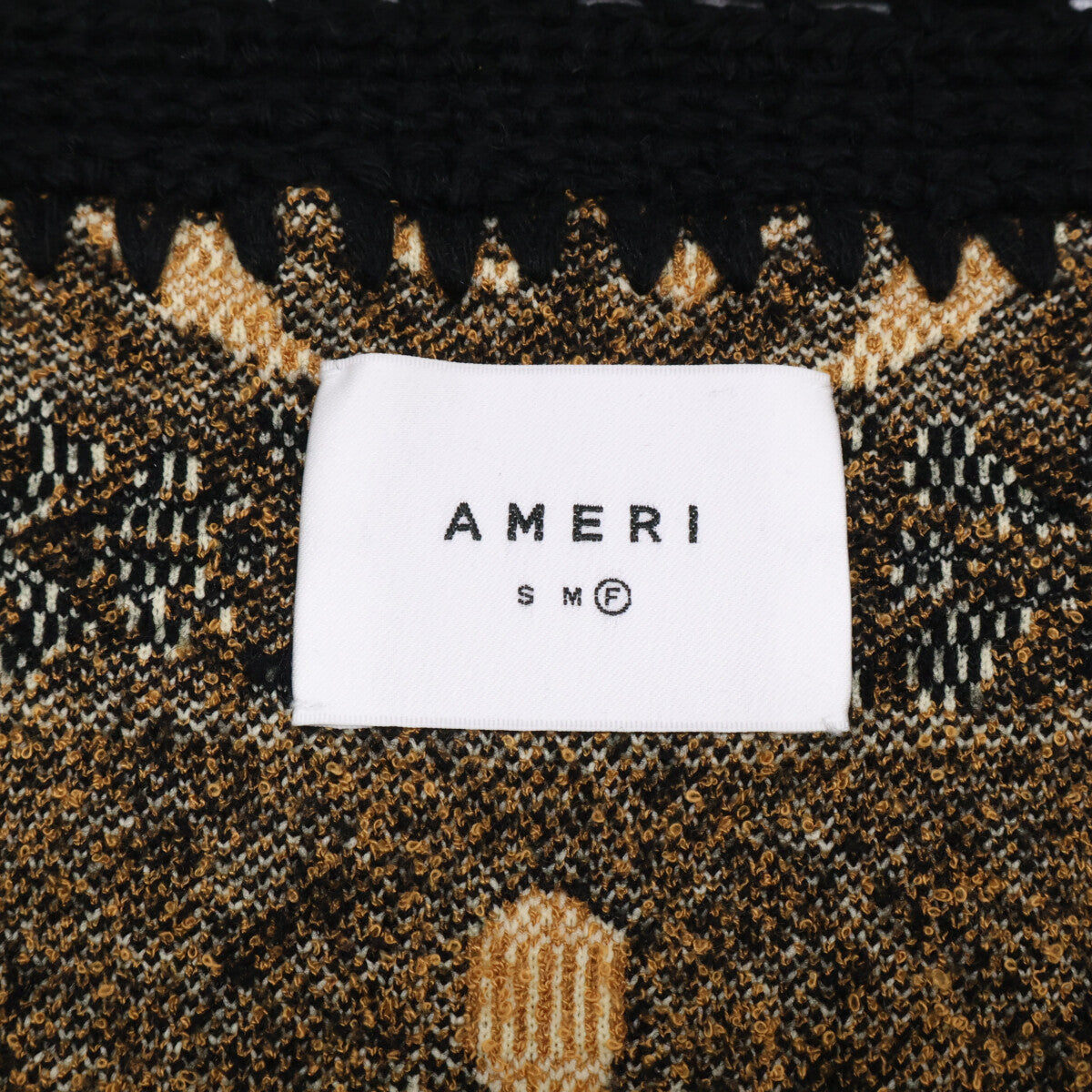 AMERI アメリヴィンテージ 0124206610310 ﾌﾞﾗｳﾝ×ﾌﾞﾗｯｸ ｳｰﾙ混 RUG PATTERN KNIT JACKET ジャケット F