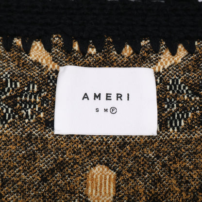AMERI アメリヴィンテージ 0124206610310 ﾌﾞﾗｳﾝ×ﾌﾞﾗｯｸ ｳｰﾙ混 RUG PATTERN KNIT JACKET ジャケット F
