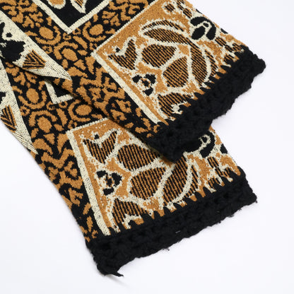 AMERI アメリヴィンテージ 0124206610310 ﾌﾞﾗｳﾝ×ﾌﾞﾗｯｸ ｳｰﾙ混 RUG PATTERN KNIT JACKET ジャケット F