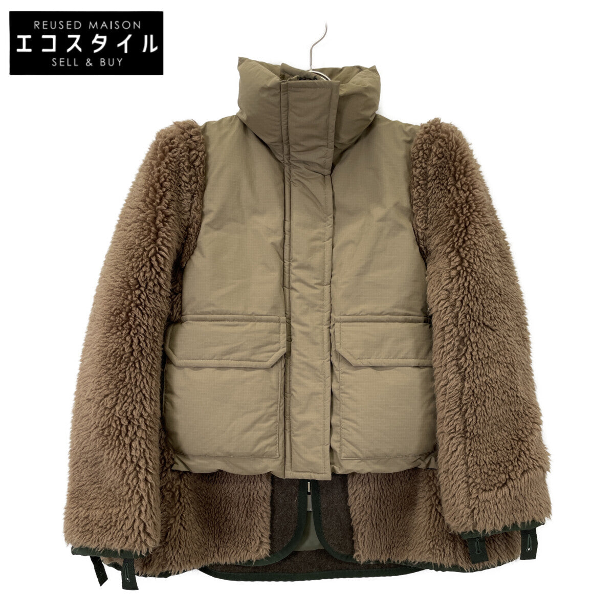 sacai サカイ 22AW 22-06402 ﾍﾞｰｼﾞｭ Faux Shearling x Padded Blouson 切り替えﾊﾟﾃｯﾄﾞﾌﾞﾙｿﾞﾝ ジャケット 1
