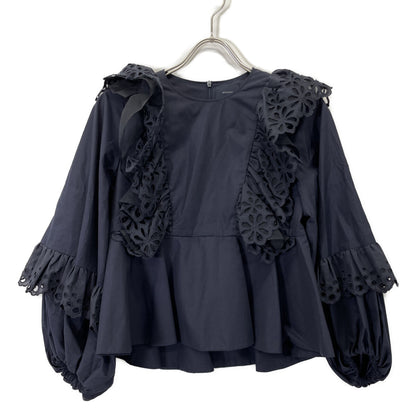 shirocon シロコン SC2221-003SP ﾈｲﾋﾞｰ ﾎﾟﾘｴｽﾃﾙ×ｺｯﾄﾝ ｶｯﾄﾜｰｸﾚｰｽ ﾏｰｶﾞﾚｯﾄﾌﾞﾗｳｽ トップス 36