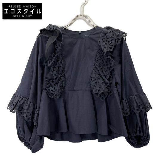 shirocon シロコン SC2221-003SP ﾈｲﾋﾞｰ ﾎﾟﾘｴｽﾃﾙ×ｺｯﾄﾝ ｶｯﾄﾜｰｸﾚｰｽ ﾏｰｶﾞﾚｯﾄﾌﾞﾗｳｽ トップス 36