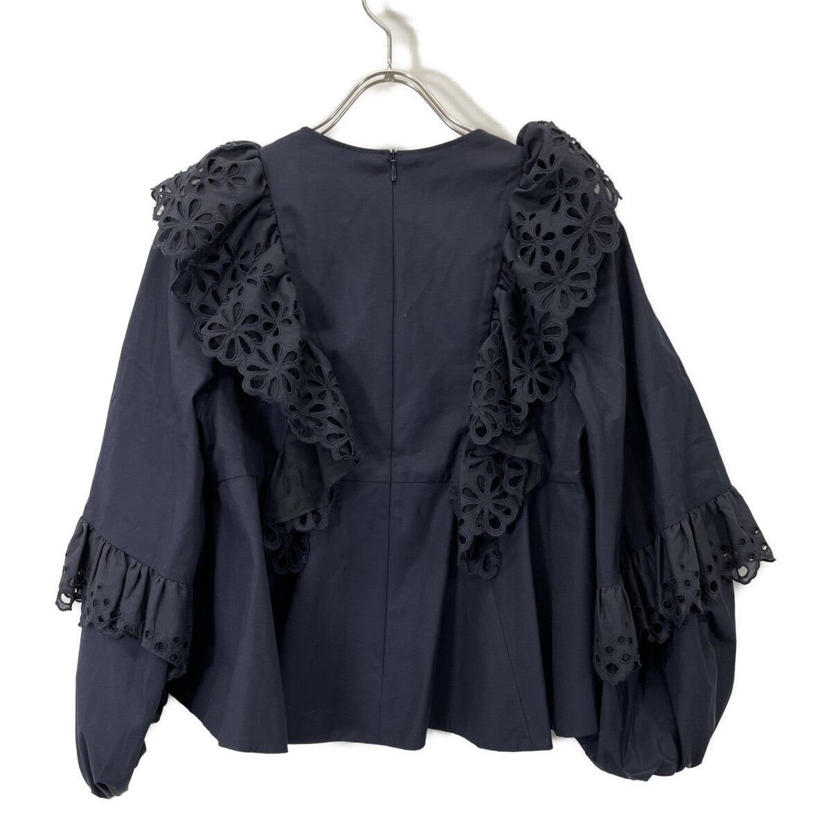 shirocon シロコン SC2221-003SP ﾈｲﾋﾞｰ ﾎﾟﾘｴｽﾃﾙ×ｺｯﾄﾝ ｶｯﾄﾜｰｸﾚｰｽ ﾏｰｶﾞﾚｯﾄﾌﾞﾗｳｽ トップス 36