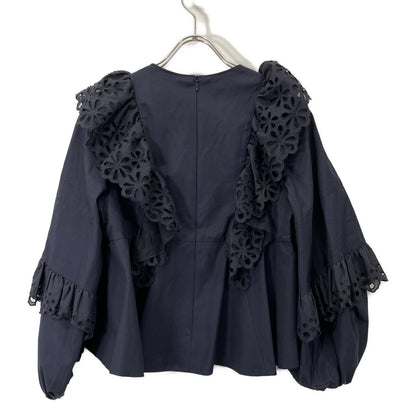 shirocon シロコン SC2221-003SP ﾈｲﾋﾞｰ ﾎﾟﾘｴｽﾃﾙ×ｺｯﾄﾝ ｶｯﾄﾜｰｸﾚｰｽ ﾏｰｶﾞﾚｯﾄﾌﾞﾗｳｽ トップス 36