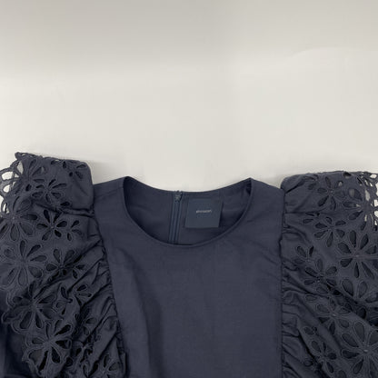 shirocon シロコン SC2221-003SP ﾈｲﾋﾞｰ ﾎﾟﾘｴｽﾃﾙ×ｺｯﾄﾝ ｶｯﾄﾜｰｸﾚｰｽ ﾏｰｶﾞﾚｯﾄﾌﾞﾗｳｽ トップス 36