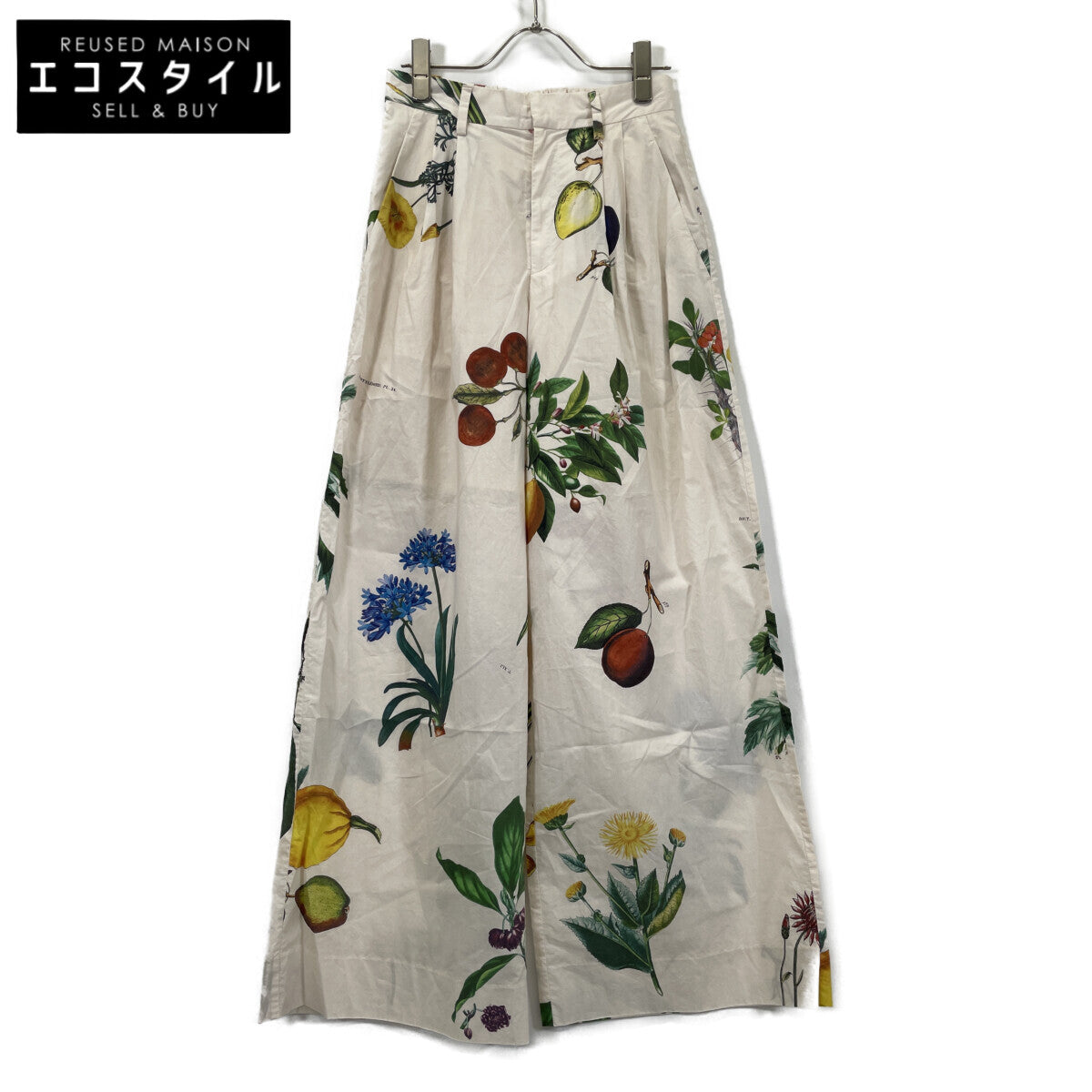 CABaN キャバン 25年製 ｱｲﾎﾞﾘｰ Green Shower 2ﾀｯｸｼﾙｸﾜｲﾄﾞﾊﾟﾝﾂ ボトムス XS