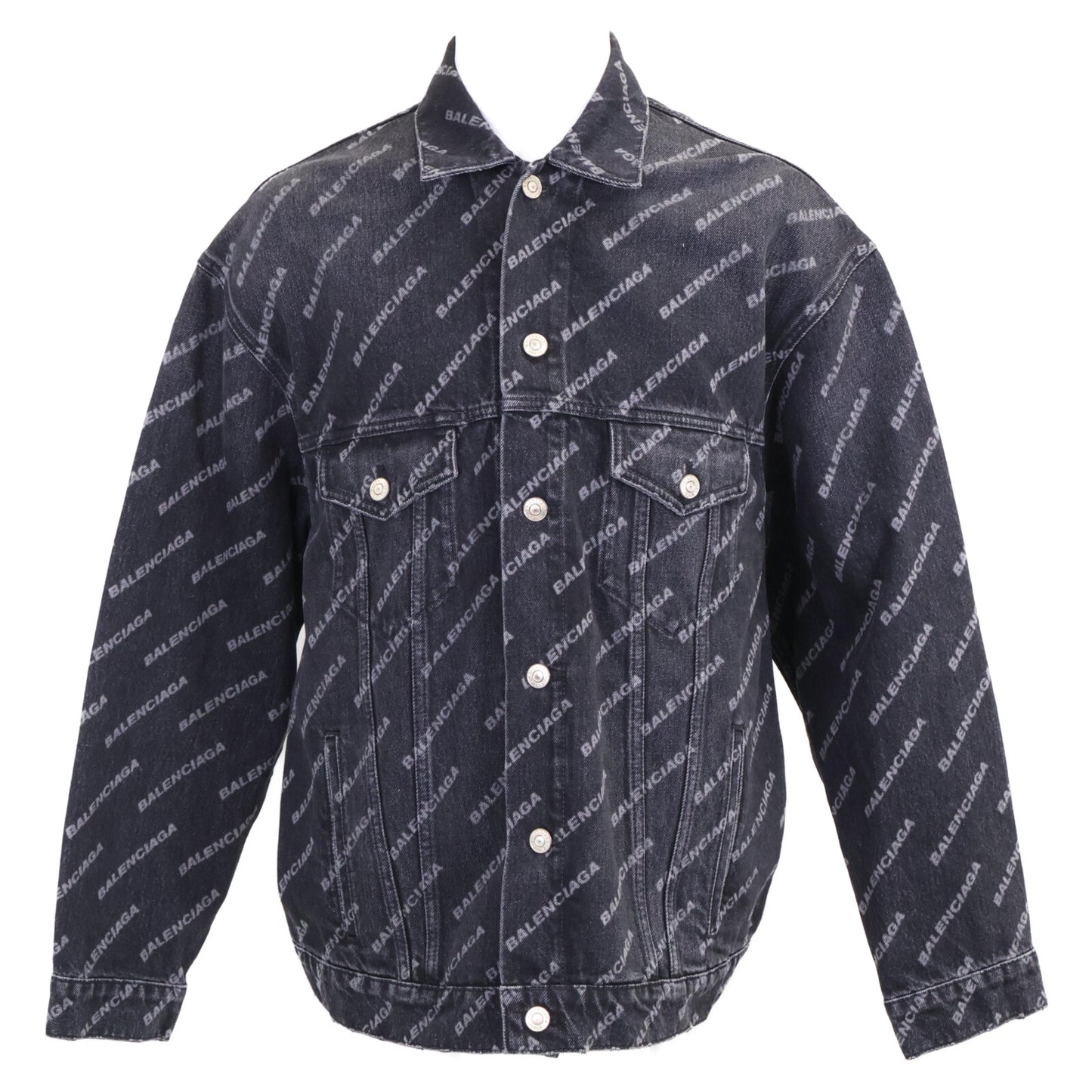 BALENCIAGA バレンシアガ 【新品同様/国内正規】675208 USED加工 BBモノグラム デニム ジャケット XS