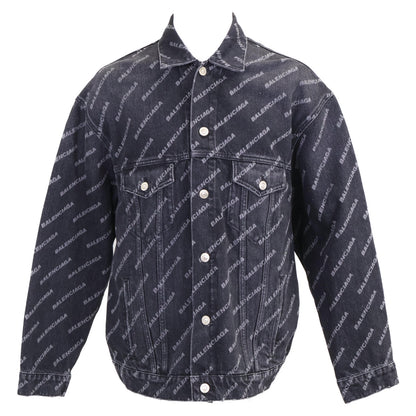 BALENCIAGA バレンシアガ 【新品同様/国内正規】675208 USED加工 BBモノグラム デニム ジャケット XS