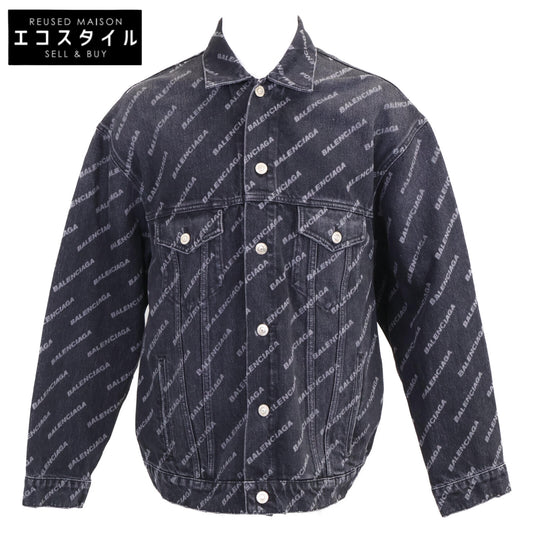 BALENCIAGA バレンシアガ 【新品同様/国内正規】675208 USED加工 BBモノグラム デニム ジャケット XS