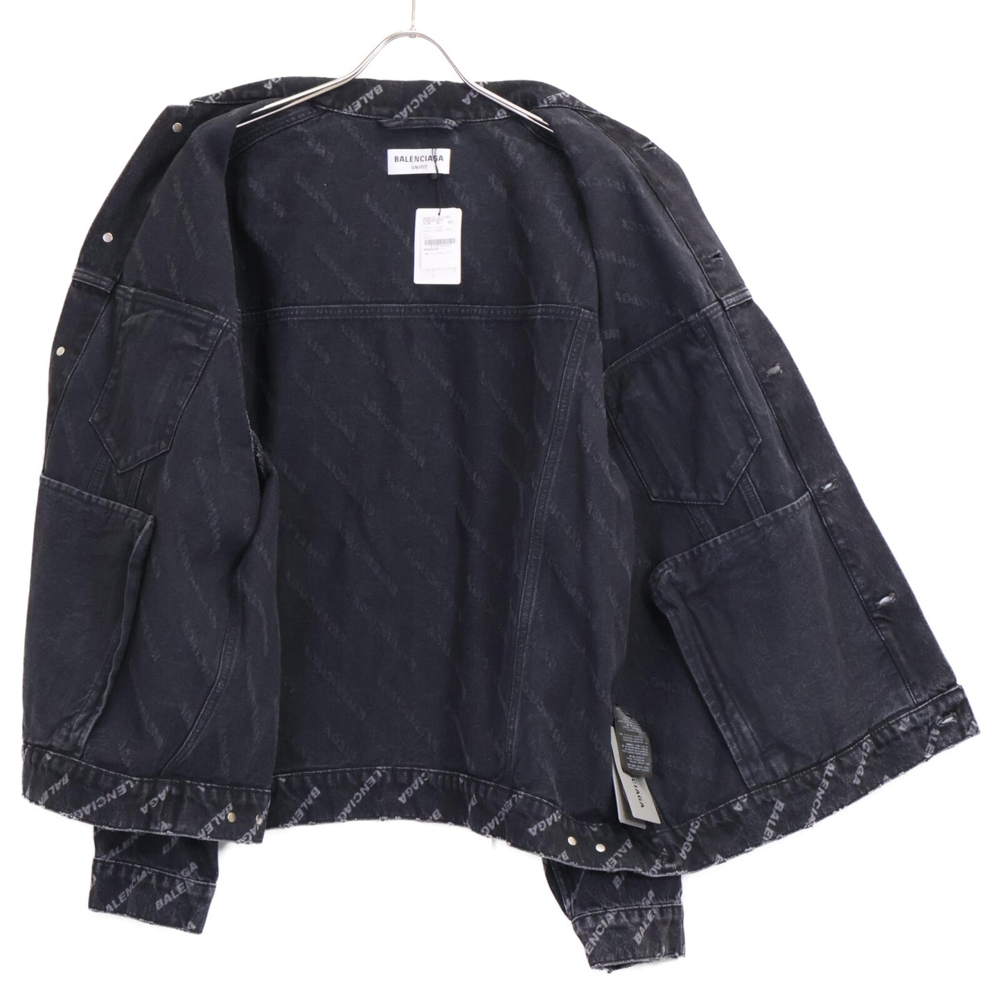 BALENCIAGA バレンシアガ 【新品同様/国内正規】675208 USED加工 BBモノグラム デニム ジャケット XS