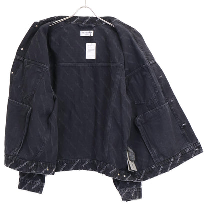 BALENCIAGA バレンシアガ 【新品同様/国内正規】675208 USED加工 BBモノグラム デニム ジャケット XS