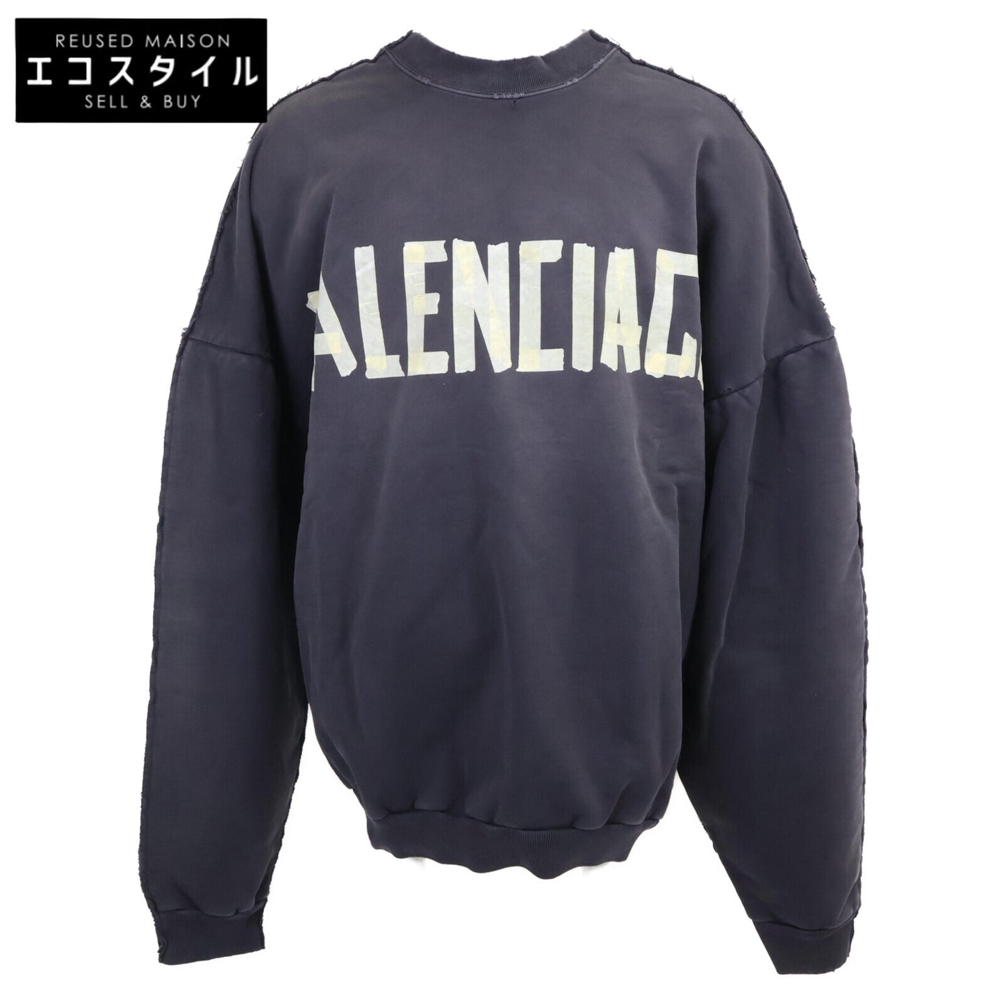 BALENCIAGA バレンシアガ 【新品同様/国内正規/23年製】791614 Double Front Crew ダブルフロント ダメージ加工 スウェットシャツ/ トップス S