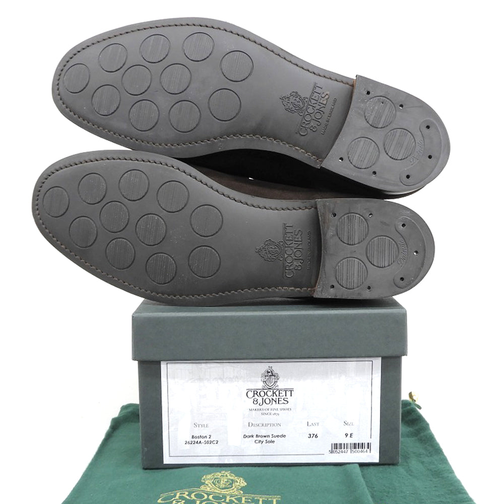 Crockett&Jones クロケット＆ジョーンズ 新品同様 ボストン2 スエード シティソール コインローファー メンズ 9E 26224A-S02C2 376ラスト シューズ 9E
