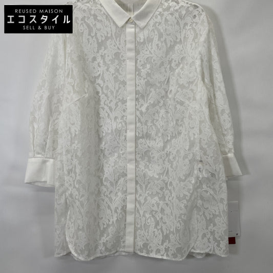 CHRISTIAN AUJARD クリスチャンオジャール ﾎﾜｲﾄ ﾚｰｼｰｵﾊﾟｰﾙ 比翼ﾌﾞﾗｳｽ トップス 13