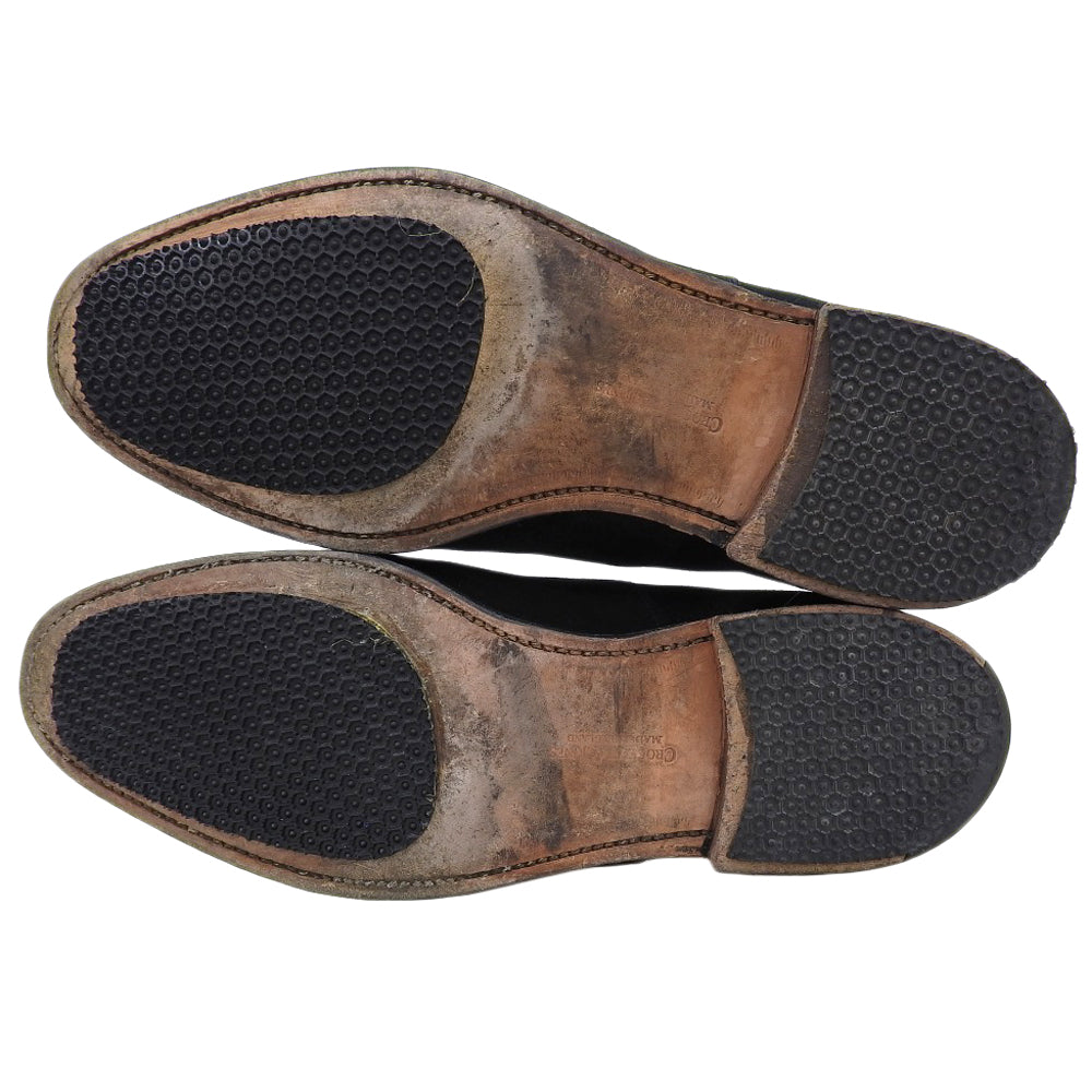 Crockett&Jones クロケット＆ジョーンズ CONNAUGHT ストレートチップ スエード シューズ メンズ ブラック 7E 7742 シューズ 7E