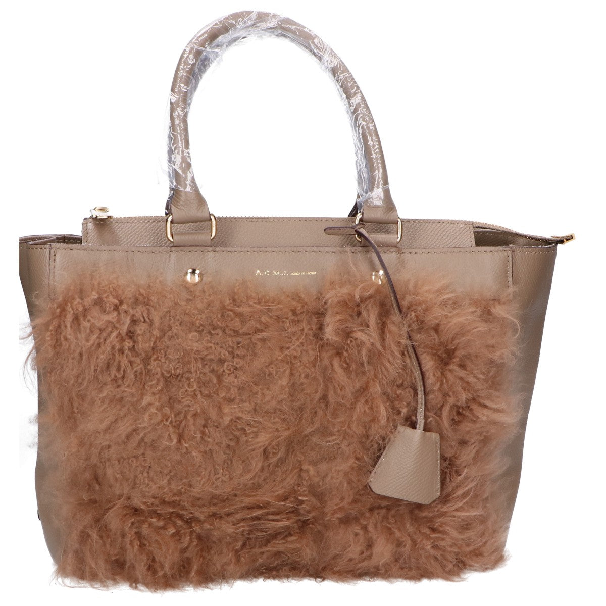 A.D.M.J. Accessoires De Mademoiselle ADMJ 【新品同様】14WS01030 カシミヤ/牛革 トートバッグ