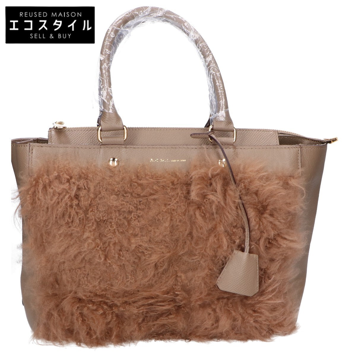 A.D.M.J. Accessoires De Mademoiselle ADMJ 【新品同様】14WS01030 カシミヤ/牛革 トートバッグ