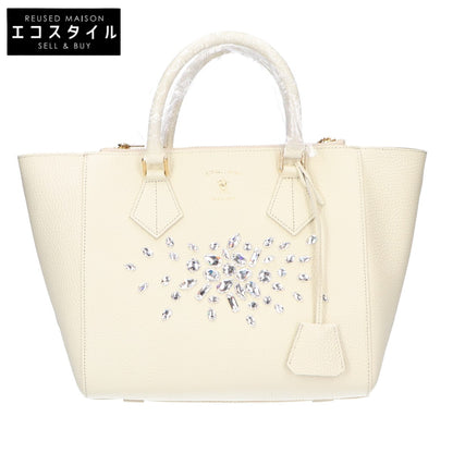 A.D.M.J. Accessoires De Mademoiselle ADMJ 【新品未使用】ACS01057 牛革 スワロフスキークリスタル付 Wジップ トートバッグ