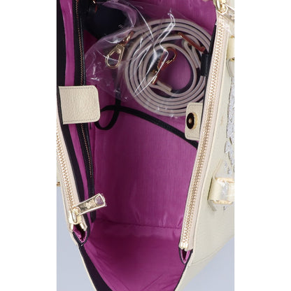 A.D.M.J. Accessoires De Mademoiselle ADMJ 【新品未使用】ACS01057 牛革 スワロフスキークリスタル付 Wジップ トートバッグ