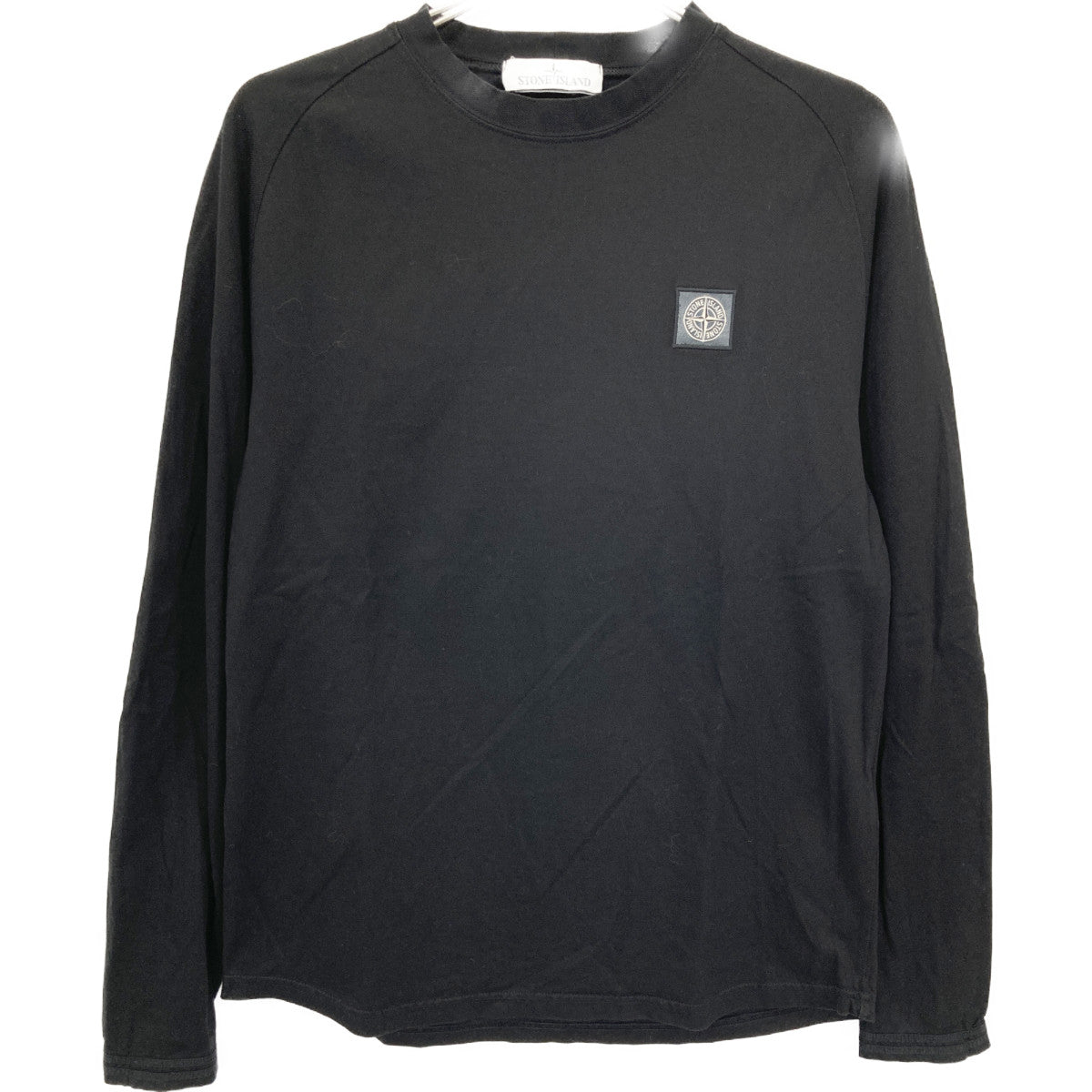 STONE ISLAND ストーンアイランド 701521212 ﾌﾞﾗｯｸ ﾛｺﾞﾊﾟｯﾁ ｸﾙｰﾈｯｸ L/Sｶｯﾄｿｰ トップス S