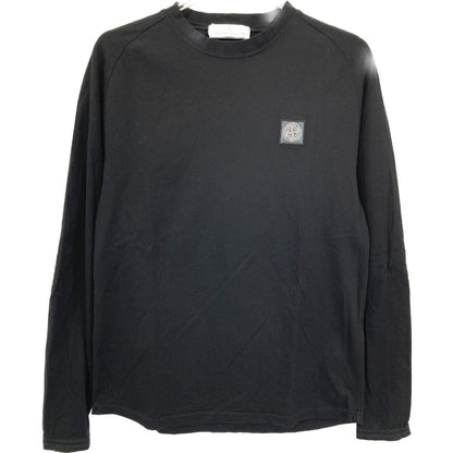 STONE ISLAND ストーンアイランド 701521212 ﾌﾞﾗｯｸ ﾛｺﾞﾊﾟｯﾁ ｸﾙｰﾈｯｸ L/Sｶｯﾄｿｰ トップス S