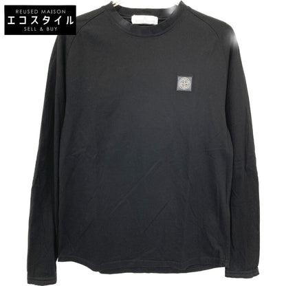 STONE ISLAND ストーンアイランド 701521212 ﾌﾞﾗｯｸ ﾛｺﾞﾊﾟｯﾁ ｸﾙｰﾈｯｸ L/Sｶｯﾄｿｰ トップス S