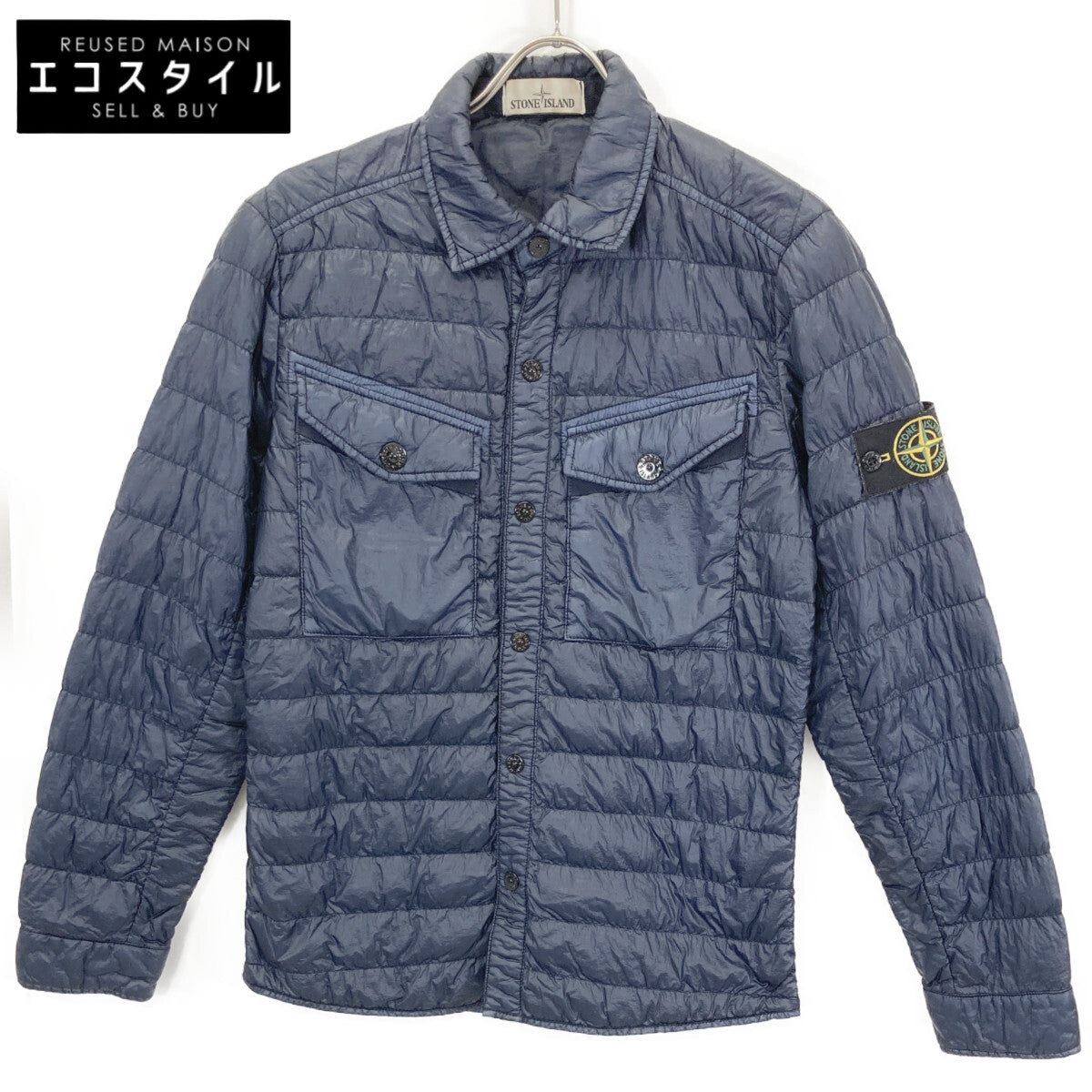 STONE ISLAND ストーンアイランド 631510424 ﾈｲﾋﾞｰ ｶﾞｰﾒﾝﾄﾀﾞｲ 長袖ﾀﾞｳﾝ ｼｬﾂ ｼﾞｬｹｯﾄ ジャケット S