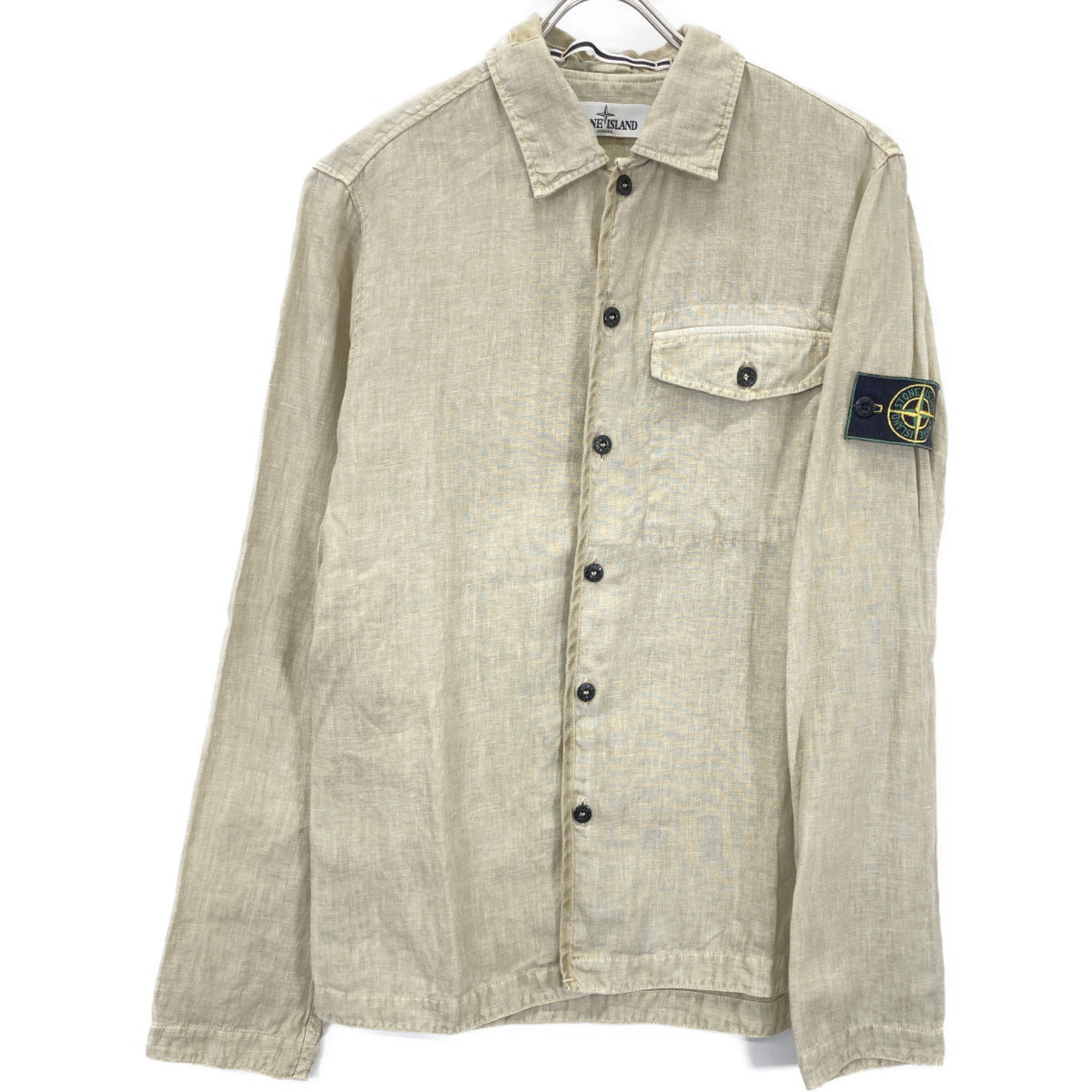 STONE ISLAND ストーンアイランド 561510501 ﾍﾞｰｼﾞｭ ﾘﾈﾝ ﾛﾝｸﾞｽﾘｰﾌﾞｼｬﾂ トップス S